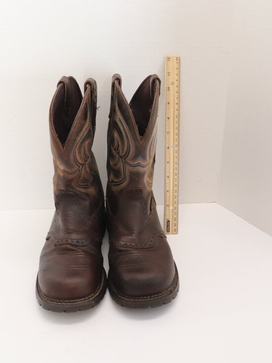 Justin Men\'s Western Work Boots Brown Steel Toe Waterproof Size 9B main image 10